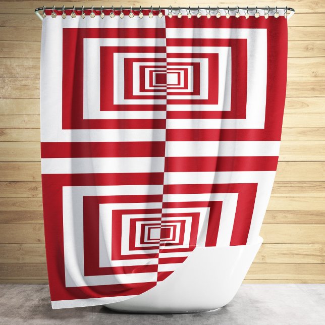 Modern Minimalist Red Geometric Shower Curtain (Modern Minimalist Red Geometric Shower Curtain)