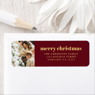 Modern Minimalist Red & Gold Merry Christmas