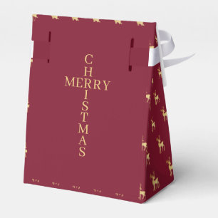 Modern Minimalist Red & Golden Reindeer Christmas Favour Box