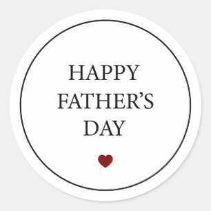 Modern Minimalist Red Heart Happy Fathers Day Classic Round Sticker