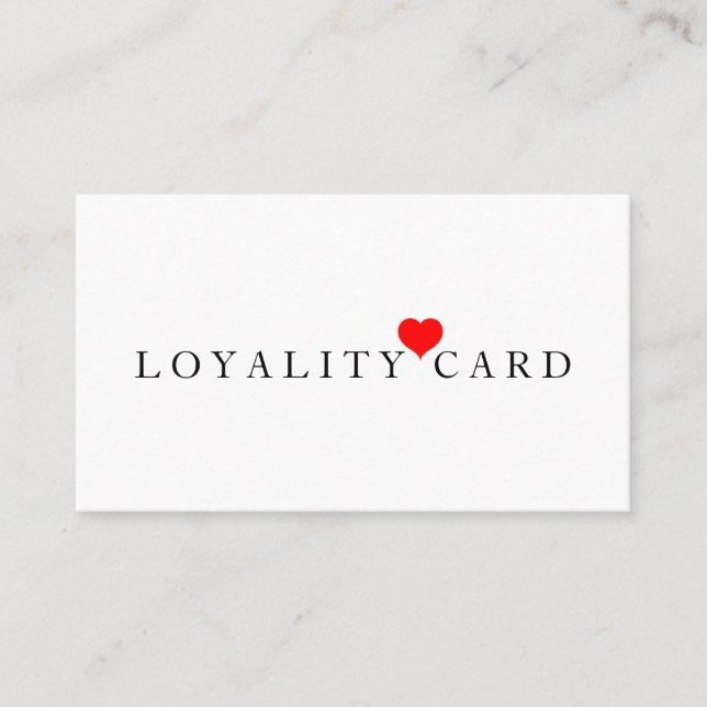 Modern Minimalist Red Heart Loyalty Card (Front)