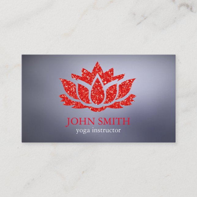 Modern Minimalist Red Lotus Yoga Instructor Business Card (Front)