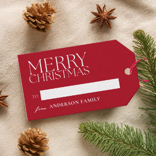 Modern Minimalist Red Merry Christmas Gift Tags