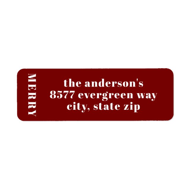 Modern Minimalist Red Merry Return Address  (Front)