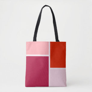 Modern Minimalist Red Pink Colour Block Tote Bag