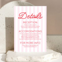 Modern Minimalist Red Pink Stripes Wedding Details