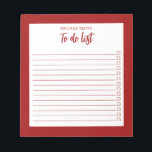 Modern Minimalist Red To Do List Notepad<br><div class="desc">Modern Minimalist Red To Do List Notepad. Create your own personalised checklist for daily tasks.</div>