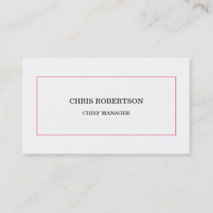 Modern Minimalist Red White Professional Business Card