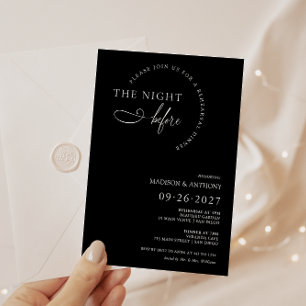 Modern & Minimalist Rehearsal Dinner Black Invitation