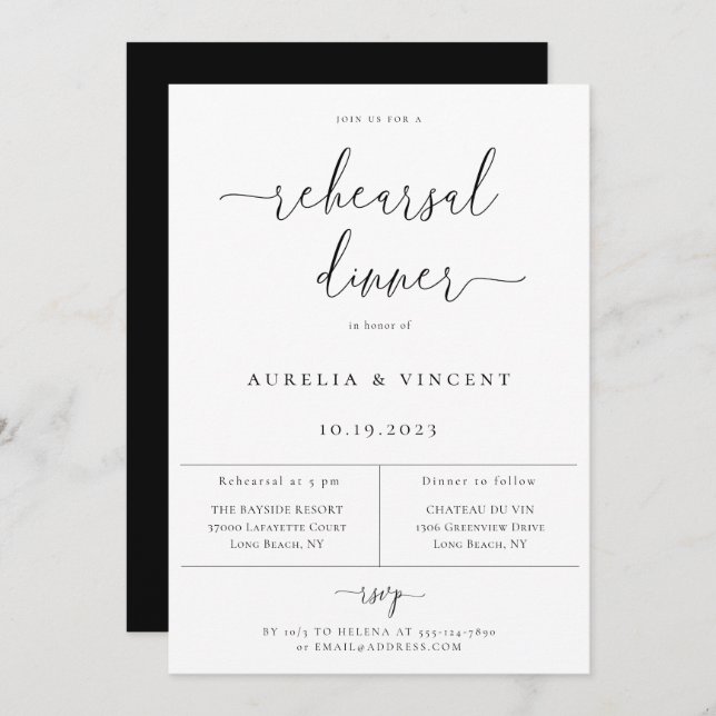 Modern Minimalist Rehearsal Dinner Invitation (Front/Back)