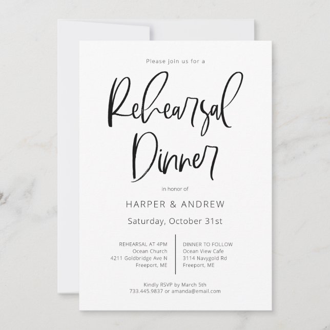 Modern Minimalist Rehearsal Dinner Invitation (Front)