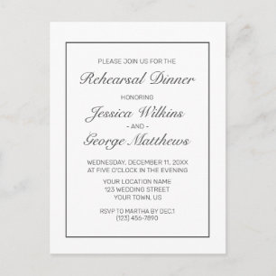 Modern Minimalist Rehearsal Dinner Invitation Postcard