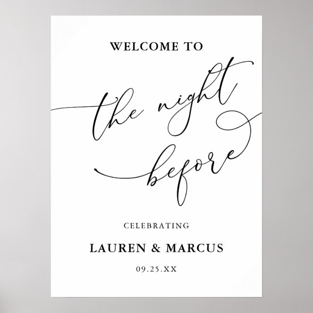 Modern Minimalist Rehearsal Dinner Welcome Sign (Front)