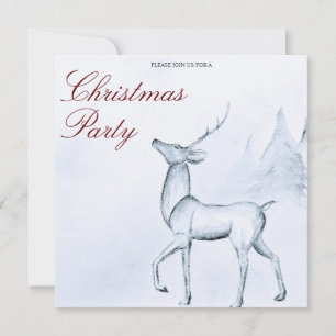 Modern Minimalist Reindeer Christmas Holiday Party Invitation