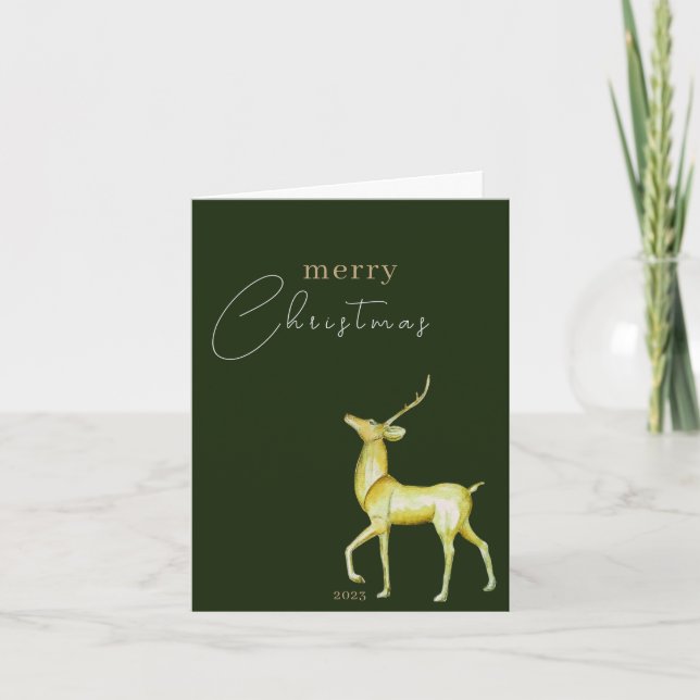 Modern Minimalist Reindeer Corporate Christmas Card (Front)