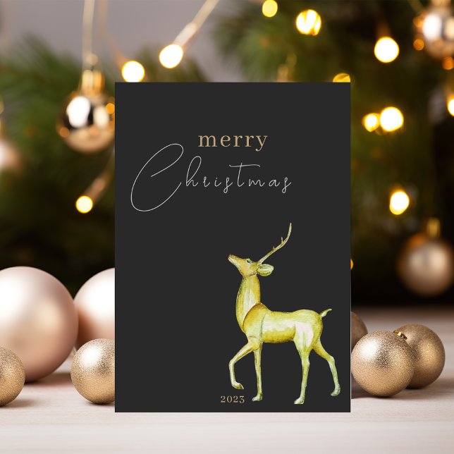 Modern Minimalist Reindeer Corporate Christmas Card (Creator Uploaded)
