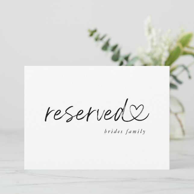Modern Minimalist Reserved Wedding Sign (Standing Front)