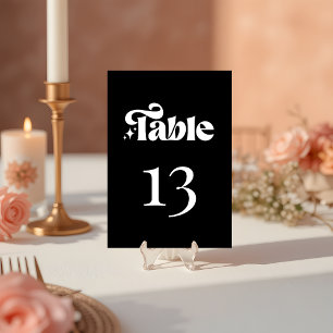 Modern Minimalist Retro Black  Wedding Table Number