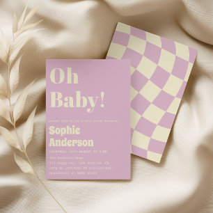 Modern Minimalist Retro Coral Oh Baby Shower Invitation