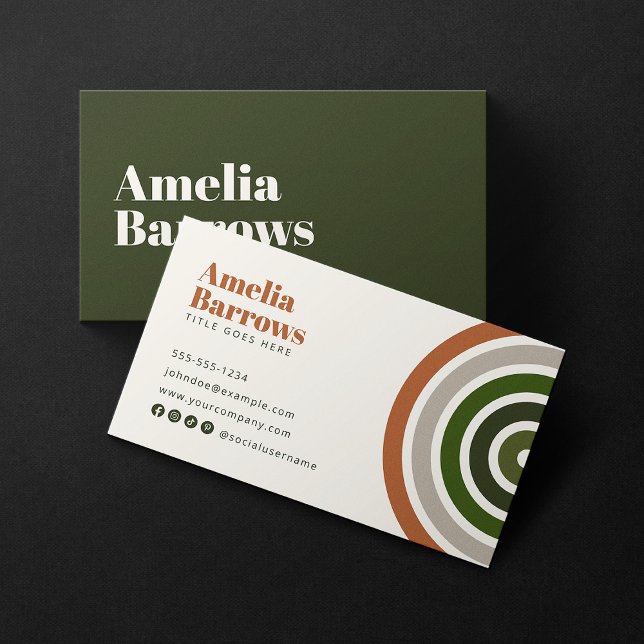 Modern Minimalist Retro Geometric Circles 70s 80s Business Card (Creator Uploaded)