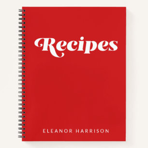 Modern Minimalist Retro Typography Red Recipe Notebook