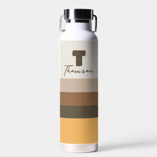Modern Minimalist Retro Vintage Brown Stripes Water Bottle