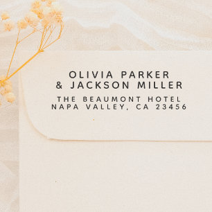 Modern Minimalist Return Address Couples Names Rubber Stamp