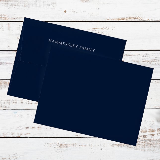 Modern Minimalist Return Addressed Any Colour Envelope (Minimalist Navy Blue Plaid Envelopes)