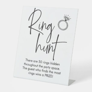 Modern Minimalist Ring Hunt Bridal Shower Game Pedestal Sign