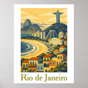 Modern Minimalist Rio de Janeiro Brazil Travel Poster