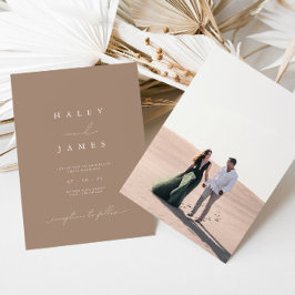 Modern Minimalist Romantic Script Photo Wedding In Invitation