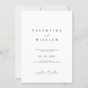Modern Minimalist Romantic Script Photo Wedding  Invitation