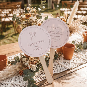 Modern Minimalist Rose Boho Flower Wedding Hand Fan