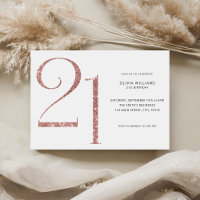 Modern Minimalist Rose Gold 21st Birthday