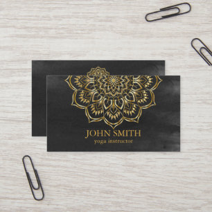 Modern Minimalist Rose Gold Lotus Yoga Instructor Business Card