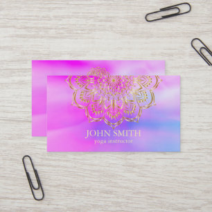 Modern Minimalist Rose Gold Lotus Yoga Instructor Business Card
