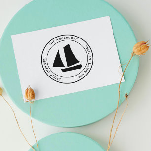 Modern Minimalist Round Rustic Boat Return Address Self-inking Stamp