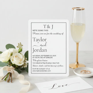 Modern Minimalist Rounded Corner Black & White Invitation