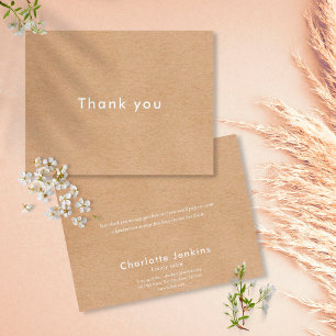 Modern Minimalist Rustic Kraft Business Thank You Card