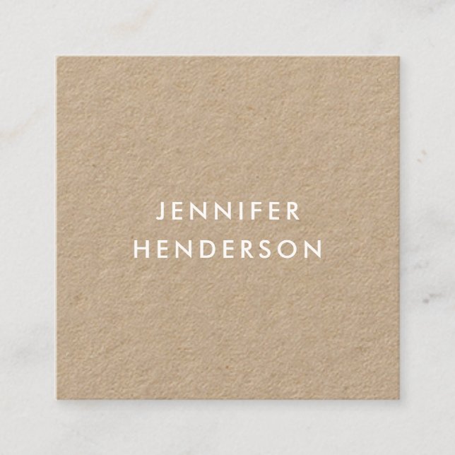 Modern minimalist rustic kraft professional square business card (Front)