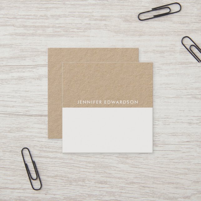 Modern minimalist rustic kraft professional  square business card (Front/Back In Situ)