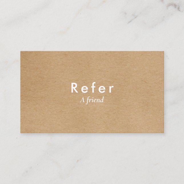 Modern Minimalist Rustic Kraft Referral Card (Front)