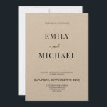 Modern Minimalist Rustic Kraft Wedding Invitation<br><div class="desc">Modern Minimalist Rustic Kraft Wedding Invitation. Personalise all text and colours in this simple and modern wedding invitation.</div>