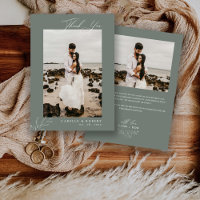 Modern Minimalist Sage Calligraphy Photo Wedding