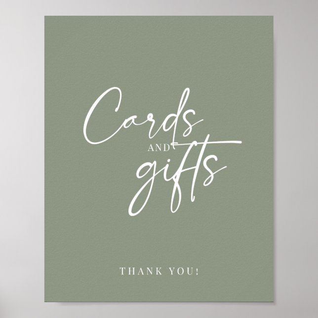 Modern Minimalist Sage Green Boho Cards and Gifts Poster (Front)