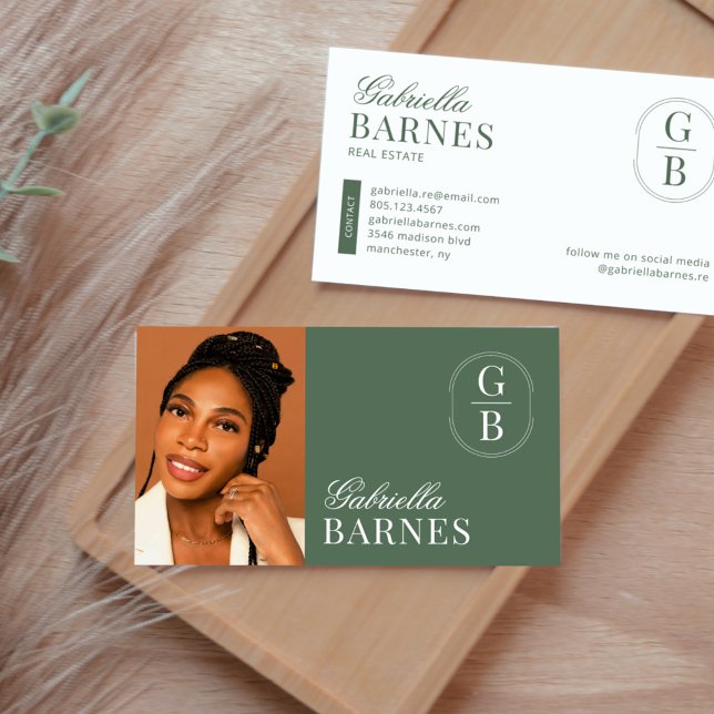 Modern Minimalist Sage Green Bold Business Card (Creator Uploaded)
