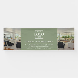 Modern Minimalist Sage Green Custom Business Logo Banner