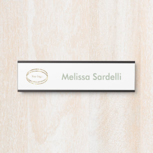 Modern Minimalist Sage Green Custom Business Logo Door Sign