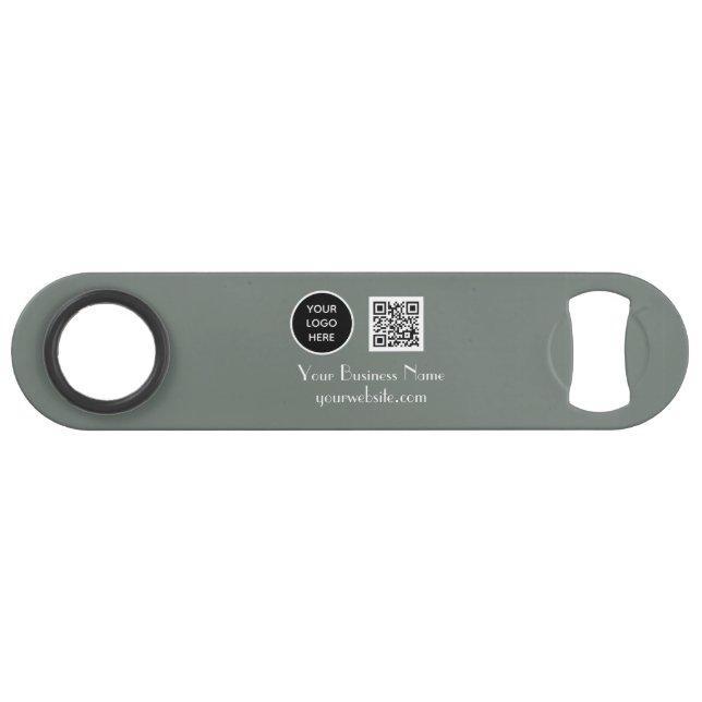 Modern Minimalist Sage Green Custom logo QR Code (Front (Horizontal))