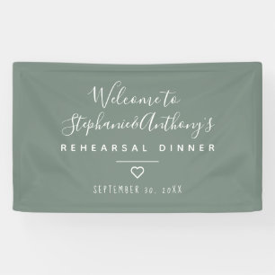 Modern Minimalist Sage Green Heart Rehearsal Banner